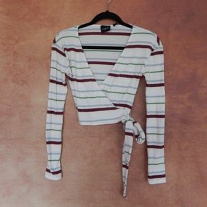 Urban Outfitters / striped tie-across crop top